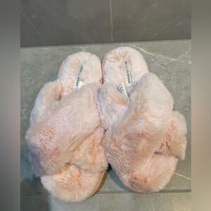 Saks Fifth Avenue Pink Furry Slippers